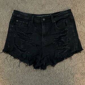 American Eagle black ripped jeans shorts